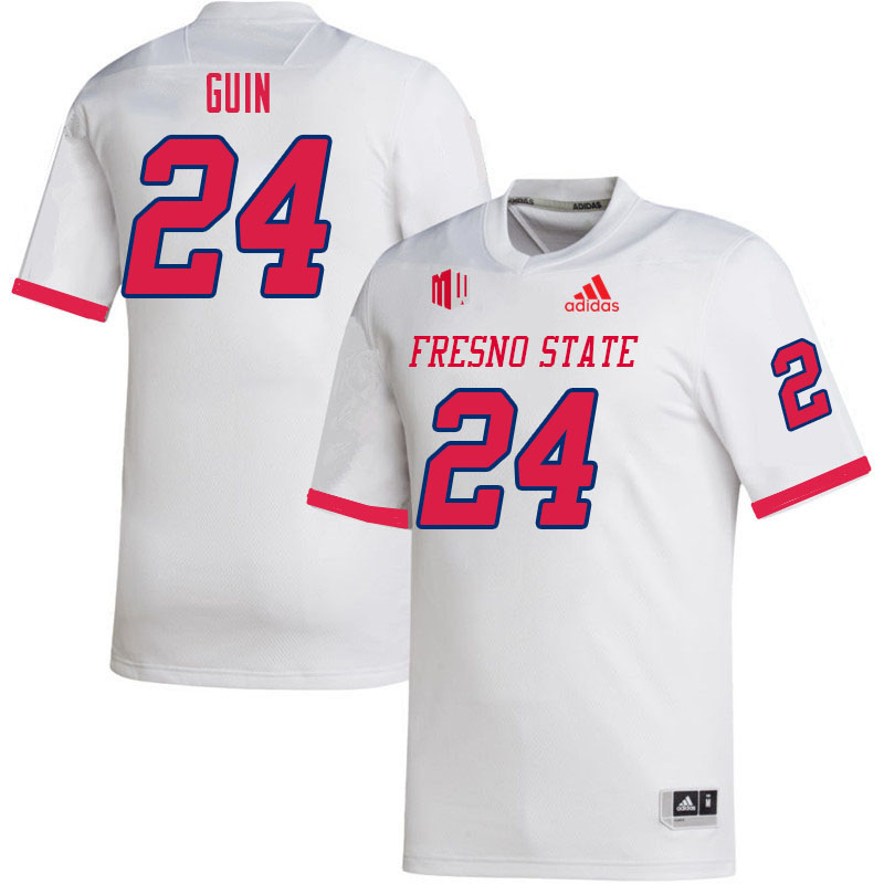 Men #24 Justin Guin Fresno State Bulldogs College Football Jerseys Sale-White - Click Image to Close